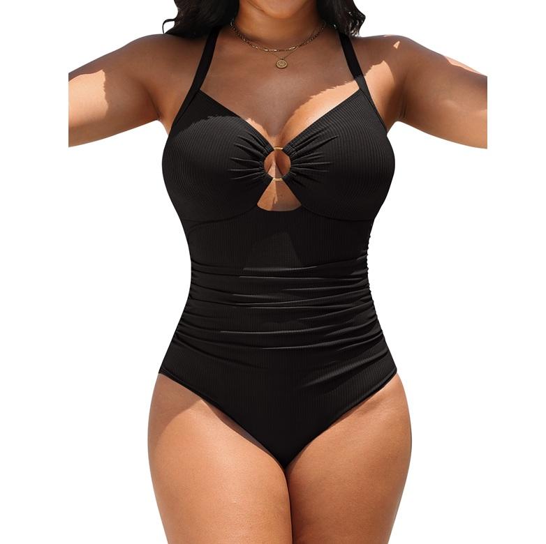 Blooming Jelly Womens Modest Swimsuits Tummy Control Slimming Bathing Suit 1 Piece Long Torso Swimwear