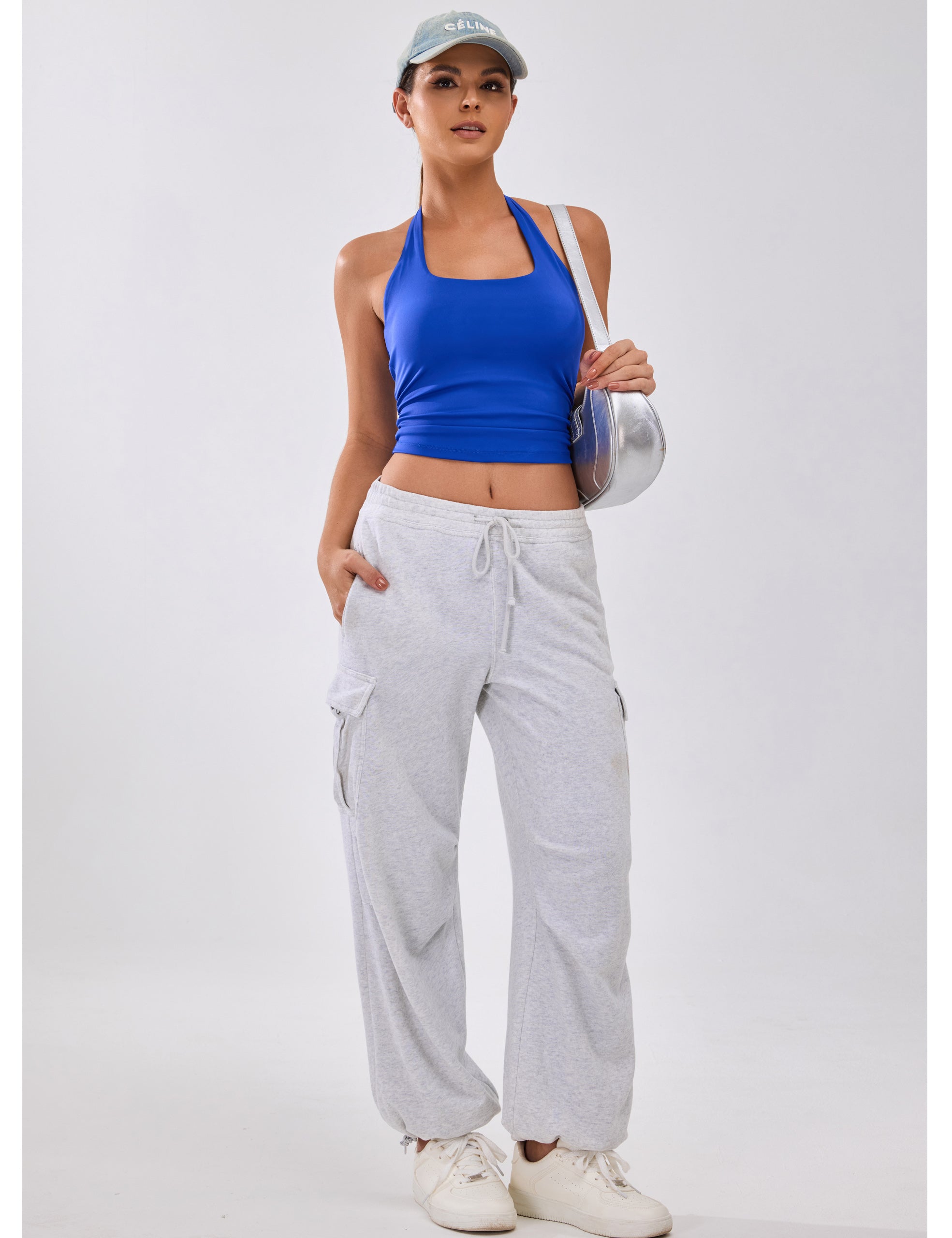 Womens Halter Top with Built in Bras Buttery Workout Athletic Tank Top