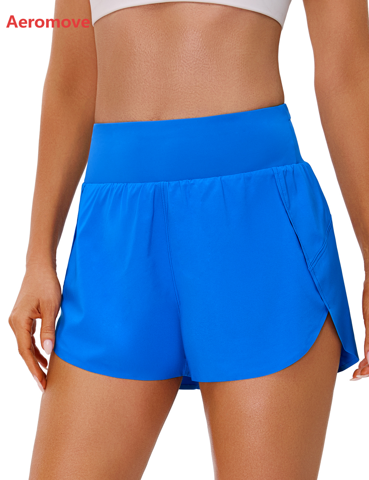 Aeromove Women's Athletic Shorts High Waisted Running Shorts 2" rear zipper pocket quick-dry soft sweat-wicking fabric