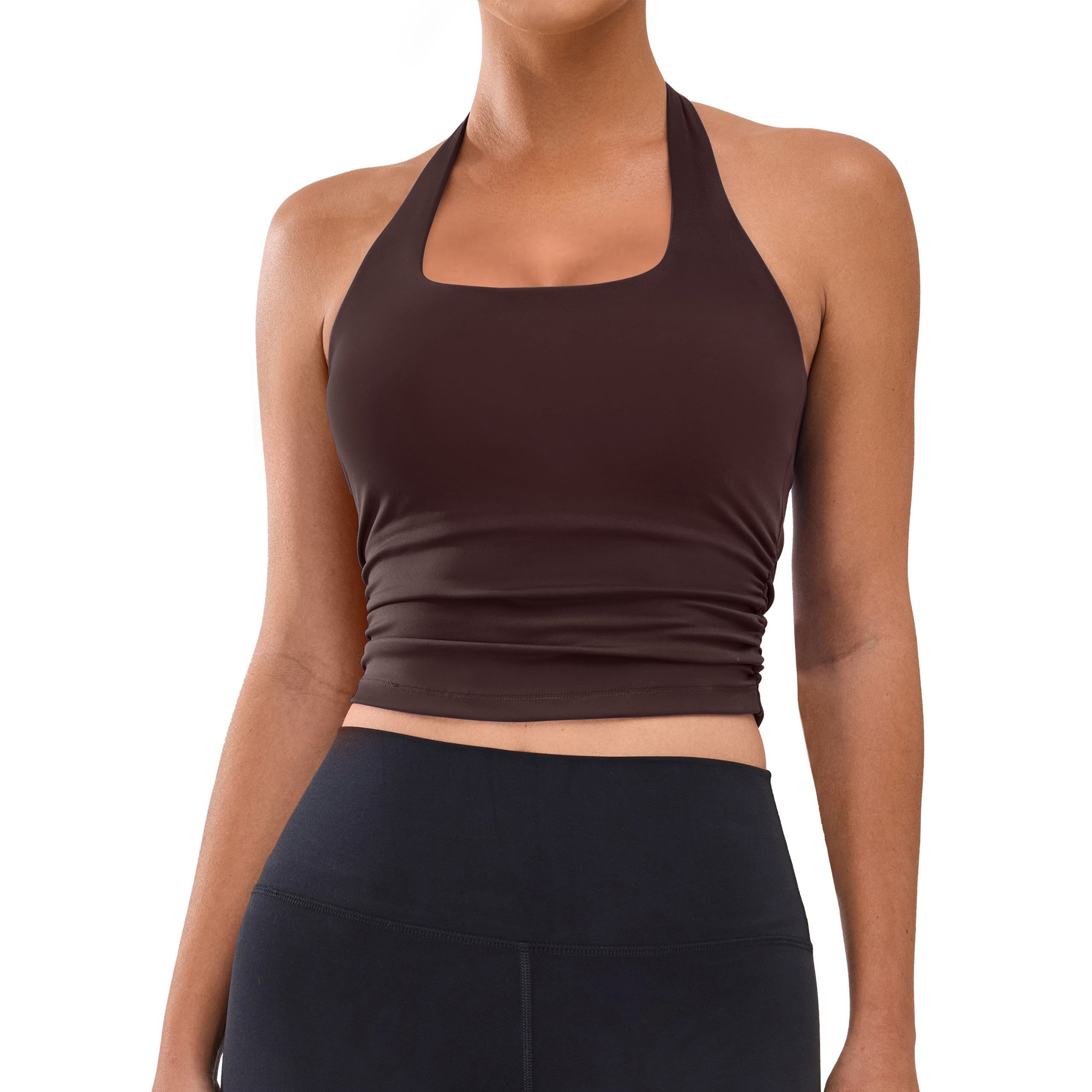 Womens Halter Top with Built in Bras Buttery Workout Athletic Tank Top