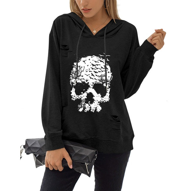 Halloween Sweatshirts Skull Graphic Long Sleeve Pullover Tops