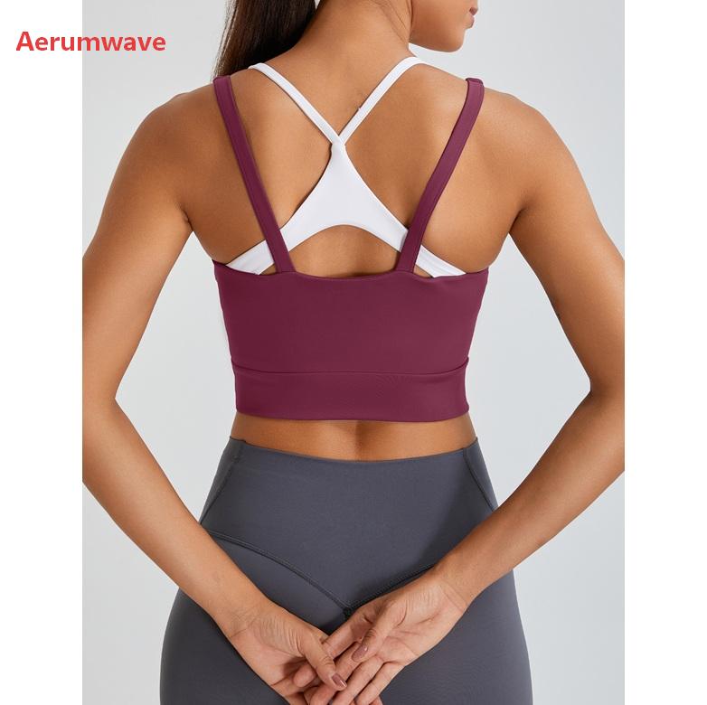 Aerumwave Womens Built in Bra Tank Tops Black Workout Scoop Neck Racerback Cropped Tops Camisole with Padded