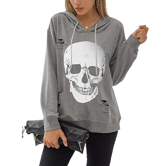 Halloween Sweatshirts Skull Graphic Long Sleeve Pullover Tops