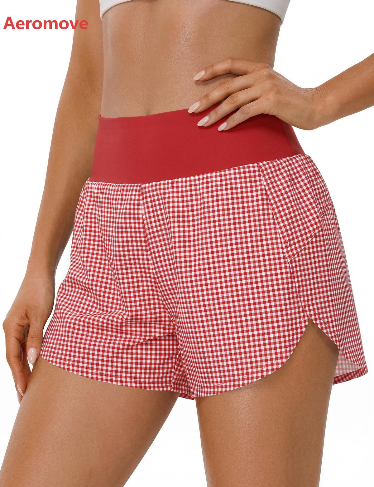 Aeromove Women's Athletic Shorts High Waisted Running Shorts 2" rear zipper pocket quick-dry soft sweat-wicking fabric