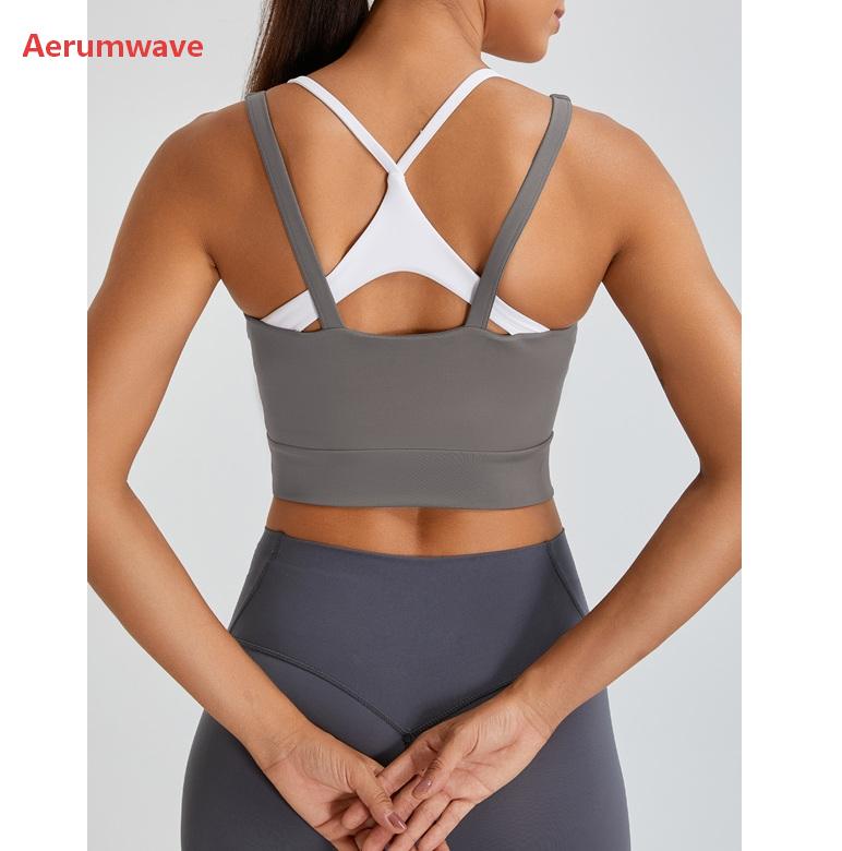 Aerumwave Womens Built in Bra Tank Tops Black Workout Scoop Neck Racerback Cropped Tops Camisole with Padded