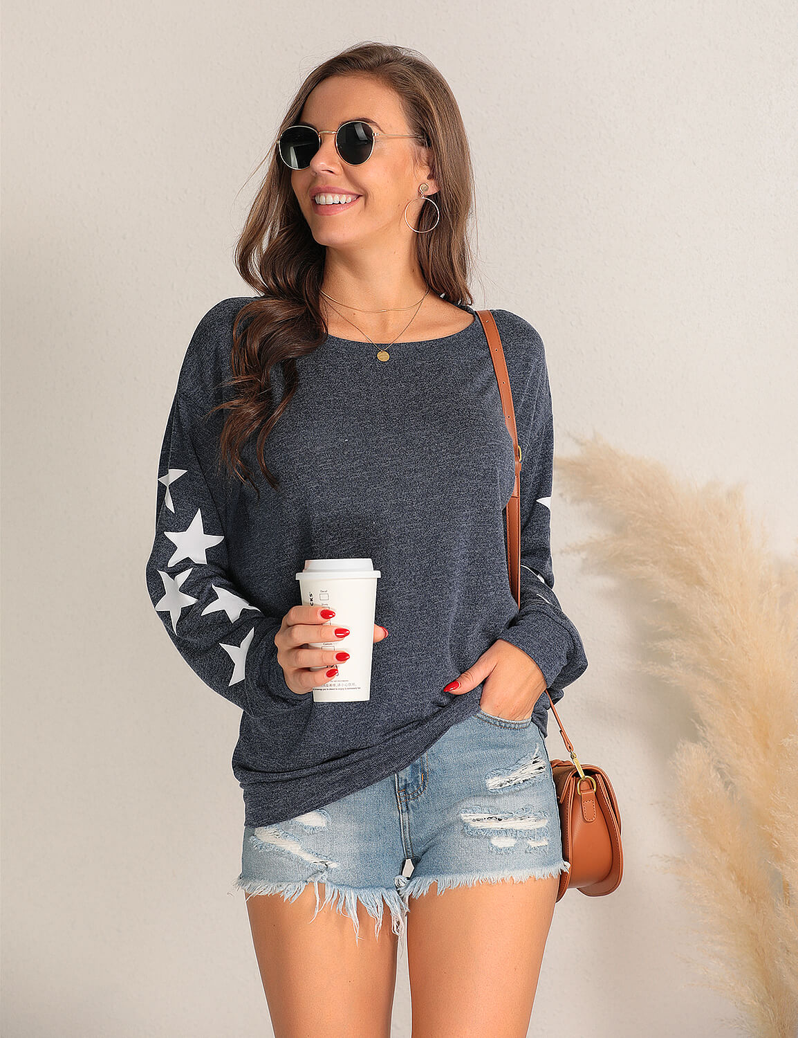 Blooming Jelly Tops Women s Casual Star Print Sweater