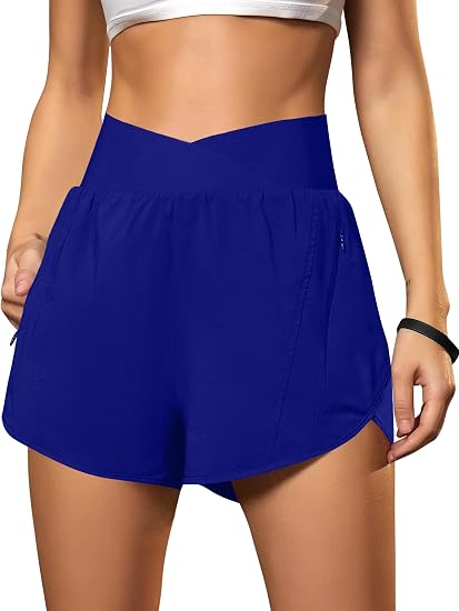 High Waisted Sports Shorts with Zipper Pockets
