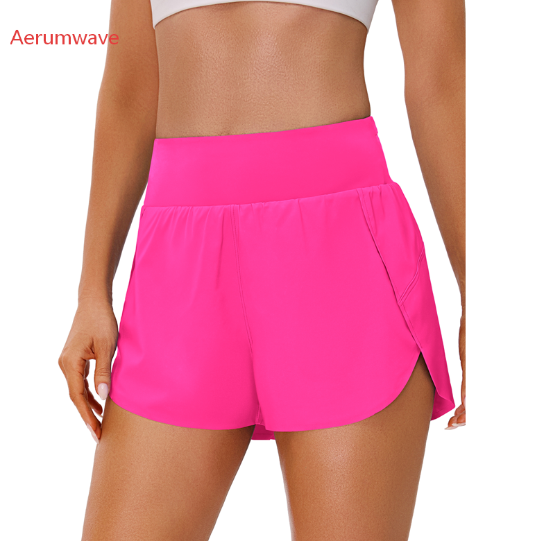 Women's Athletic Shorts High Waisted Running Shorts 2" rear zipper pocket quick-dry soft sweat-wicking fabric