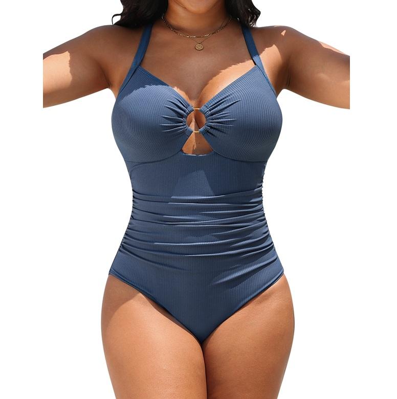 Blooming Jelly Womens Modest Swimsuits Tummy Control Slimming Bathing Suit 1 Piece Long Torso Swimwear