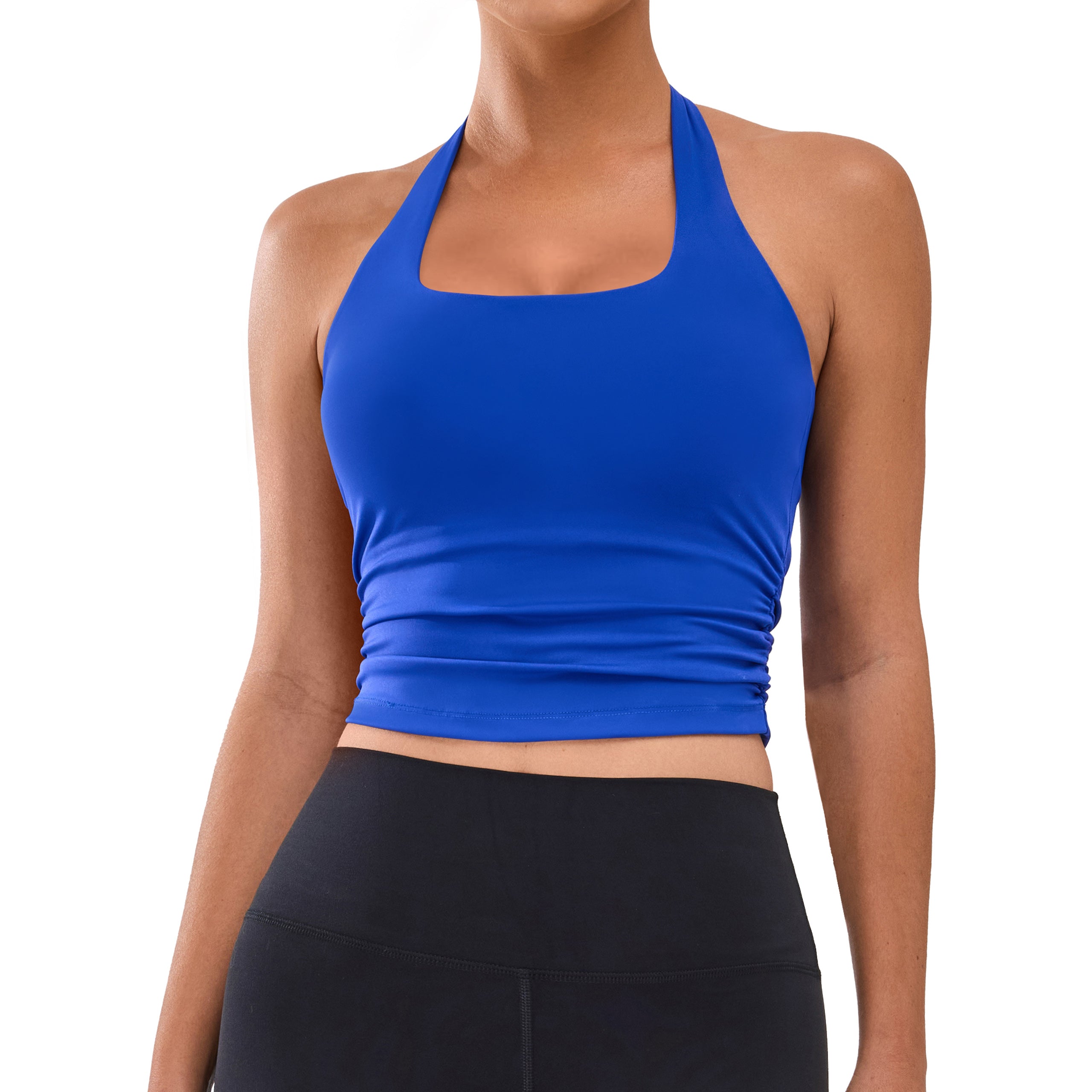 Womens Halter Top with Built in Bras Buttery Workout Athletic Tank Top