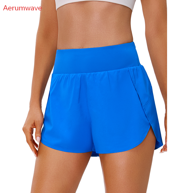Women's Athletic Shorts High Waisted Running Shorts 2" rear zipper pocket quick-dry soft sweat-wicking fabric