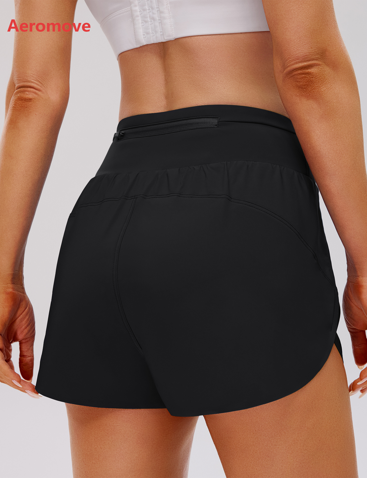 Aeromove Women's Athletic Shorts High Waisted Running Shorts 2" rear zipper pocket quick-dry soft sweat-wicking fabric