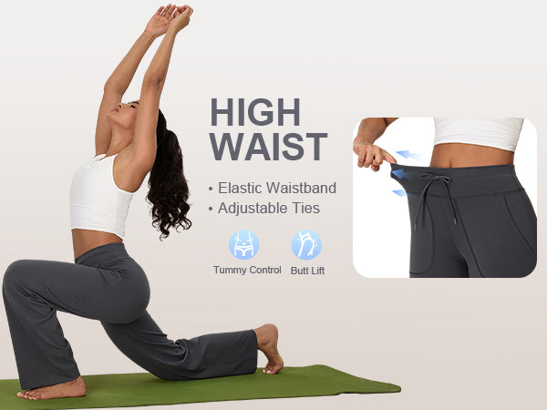 Yoga Sports Wide Leg Pant with Pockets High Waisted