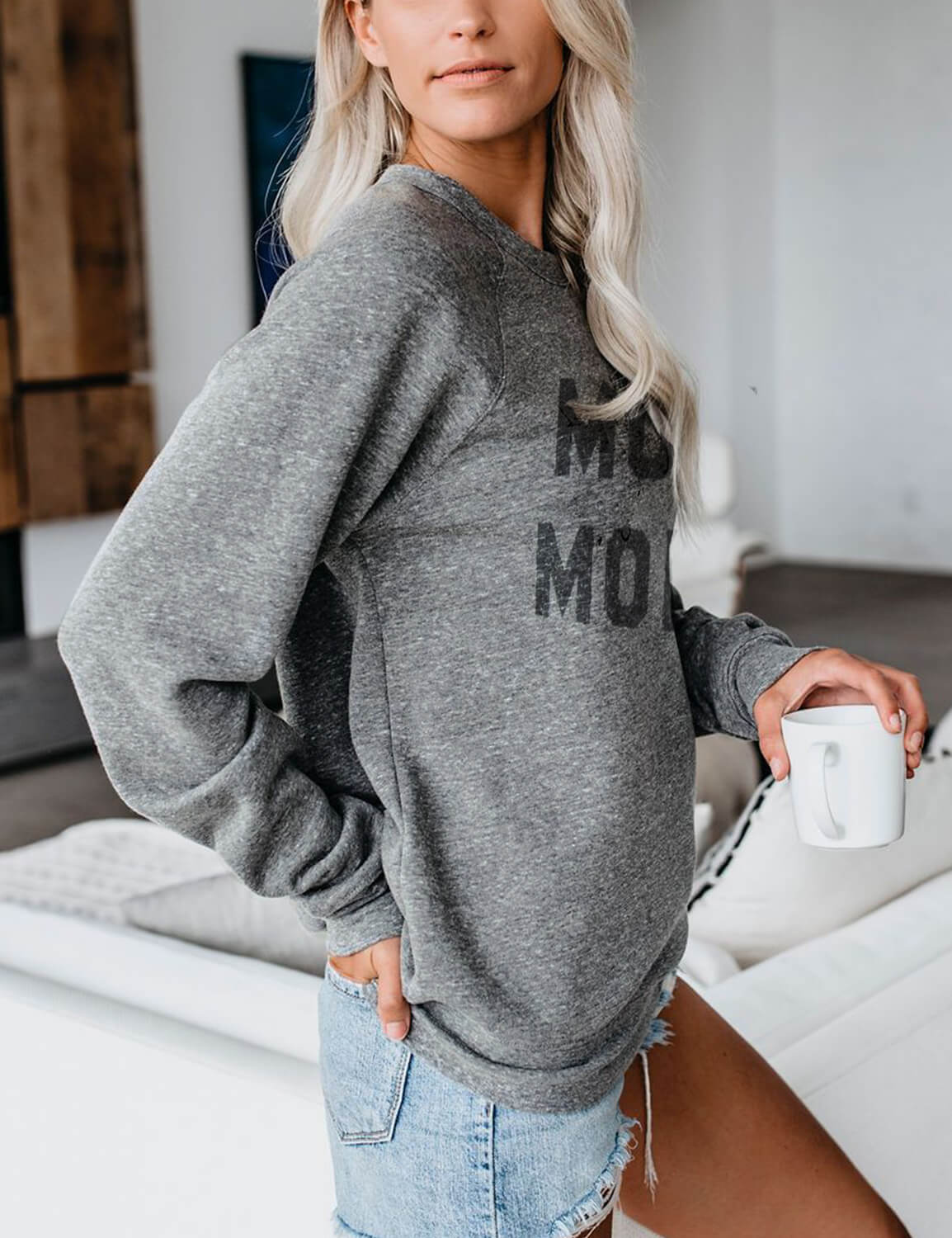 Mom Mode Letter Print Casual Sweatshirt
