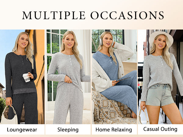 Pajama Sets Button Up Fall Lounge Sets