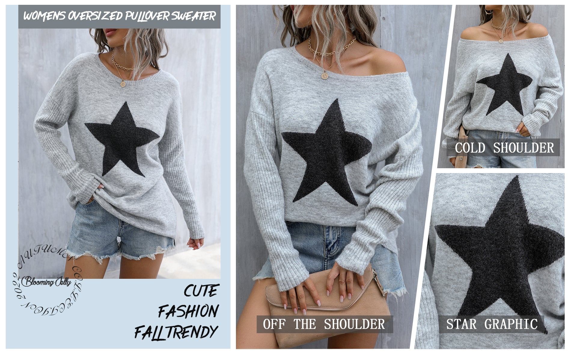 Off The Shoulder Sweaters Cute Fall Tunic Tops Knitted Pullover