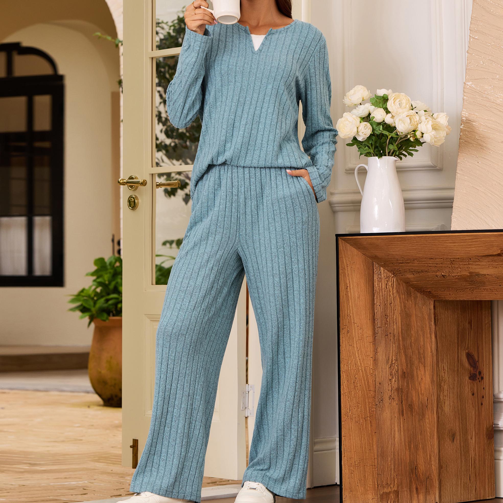 Pajamas Sets Color Block Matching Set Fall Pjs
