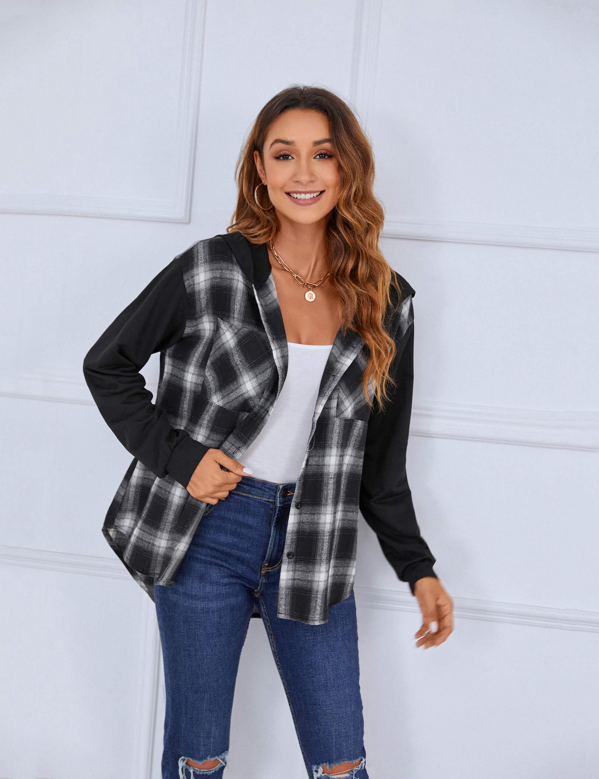 Blooming Jelly Women's Flannel Shirts Plaid Shacket Oversized Button Down  Shirt Hooded Business Casual Blouses 2023 Fall Christmas Outfits (Red Plaid,Small)  at  Women's Clothing store