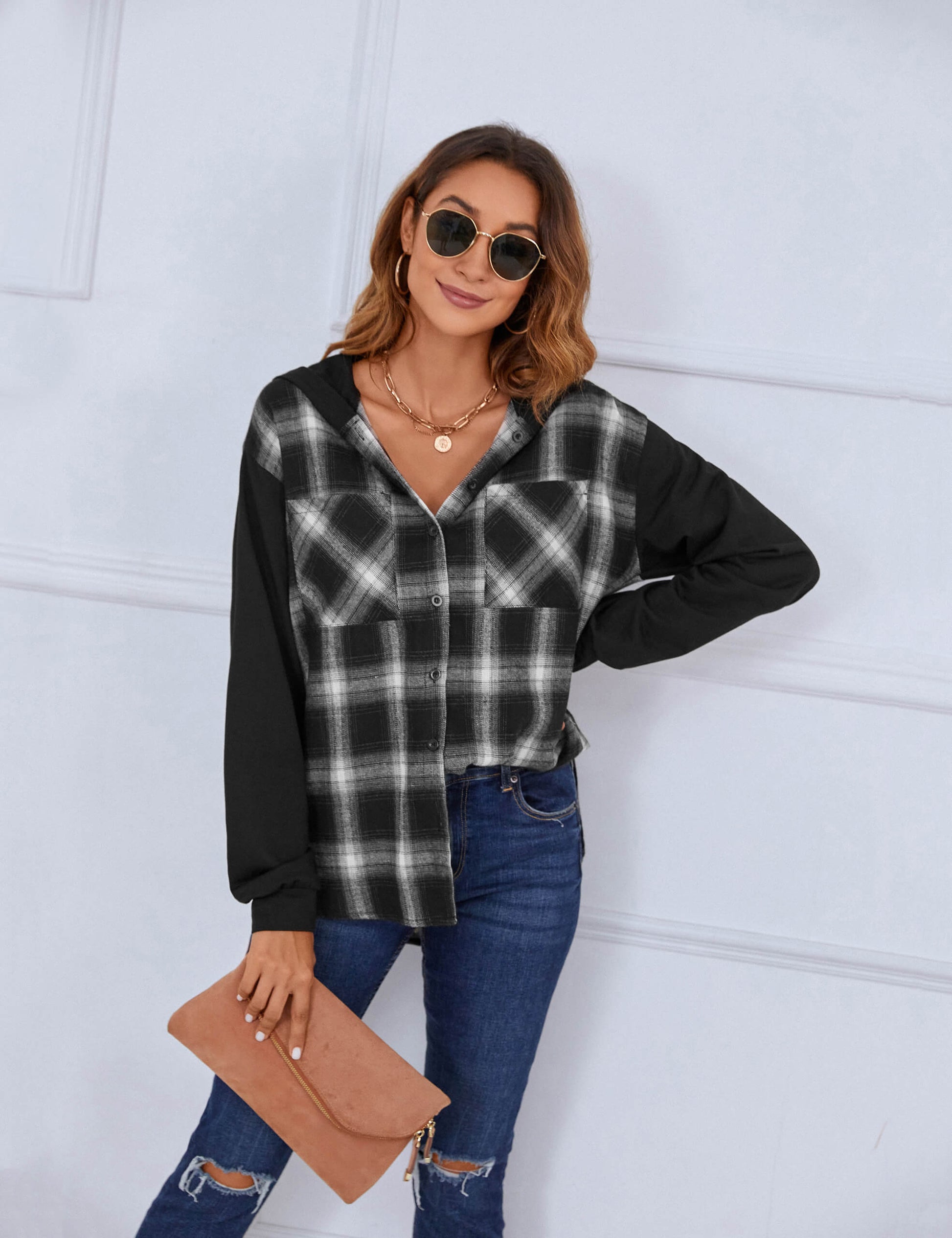 Blooming Jelly Tops Women's Flannel Oversized Shirt Shacket