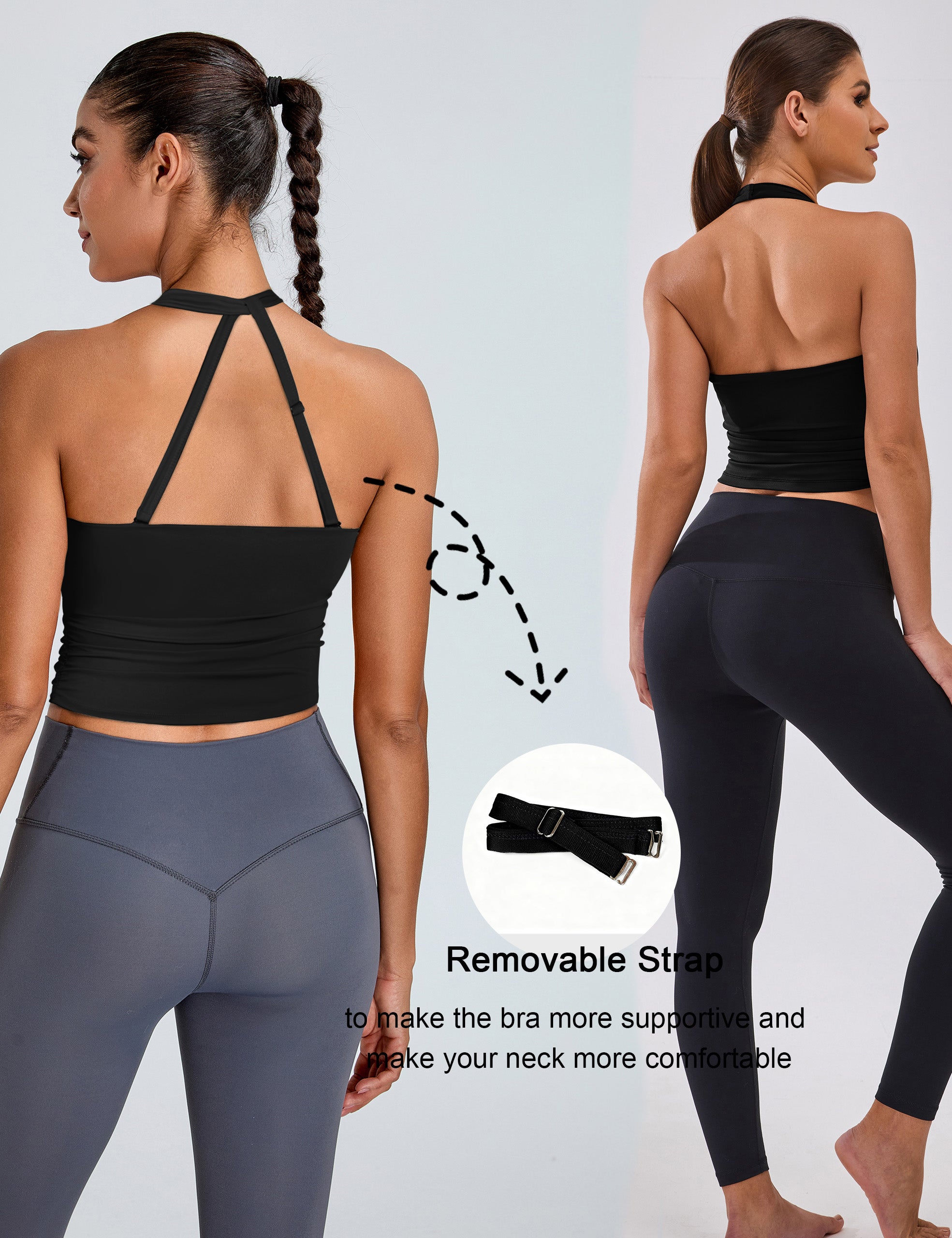 Womens Halter Top with Built in Bras Buttery Workout Athletic Tank Top