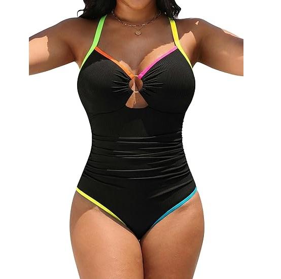 Blooming Jelly Womens Modest Swimsuits Tummy Control Slimming Bathing Suit 1 Piece Long Torso Swimwear