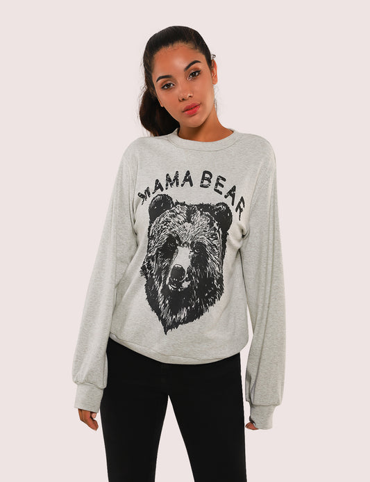 【Only 98 Left】Mama Bear Print Drop Shoulder Sweatshirt - Blooming Jelly