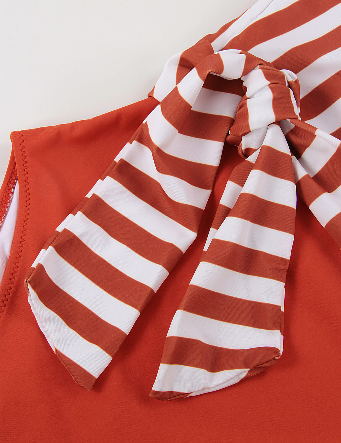 Stripe Patchwork Knot Wrap One Piece Swimwear