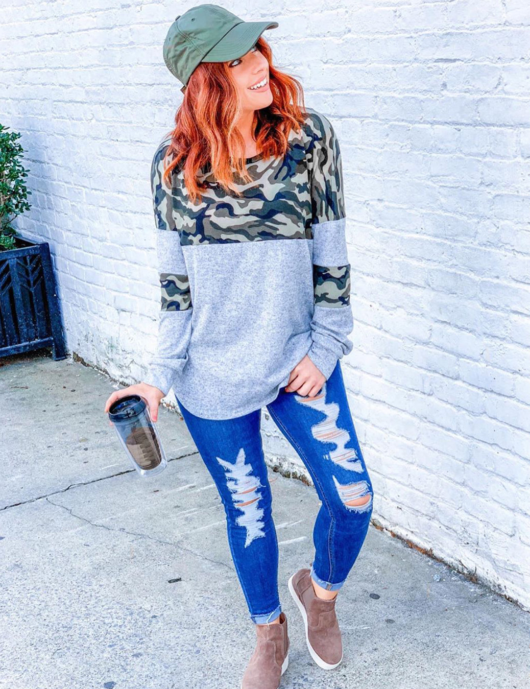 Oversized Camouflage Patchwork Pullover T-Shirt