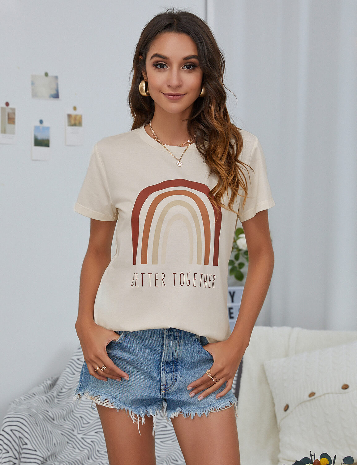 Better Together Letter Print Comfy T-Shirt