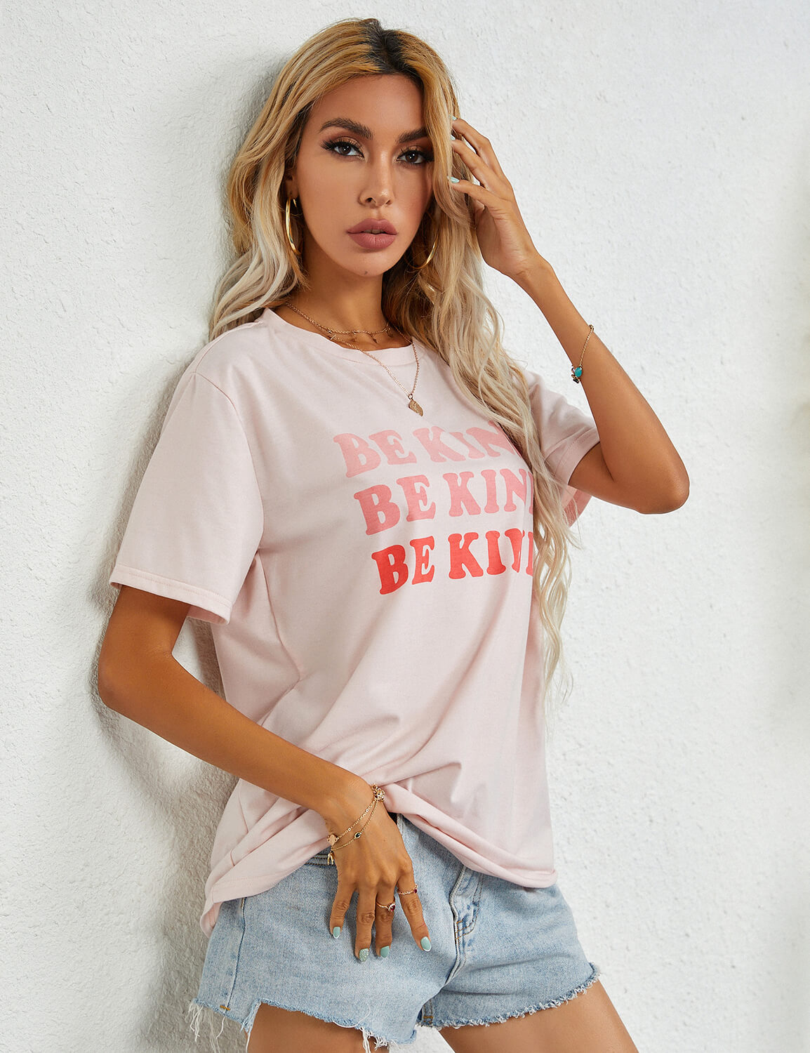 Loose Colorful BE KIND Print Casual T-Shirt