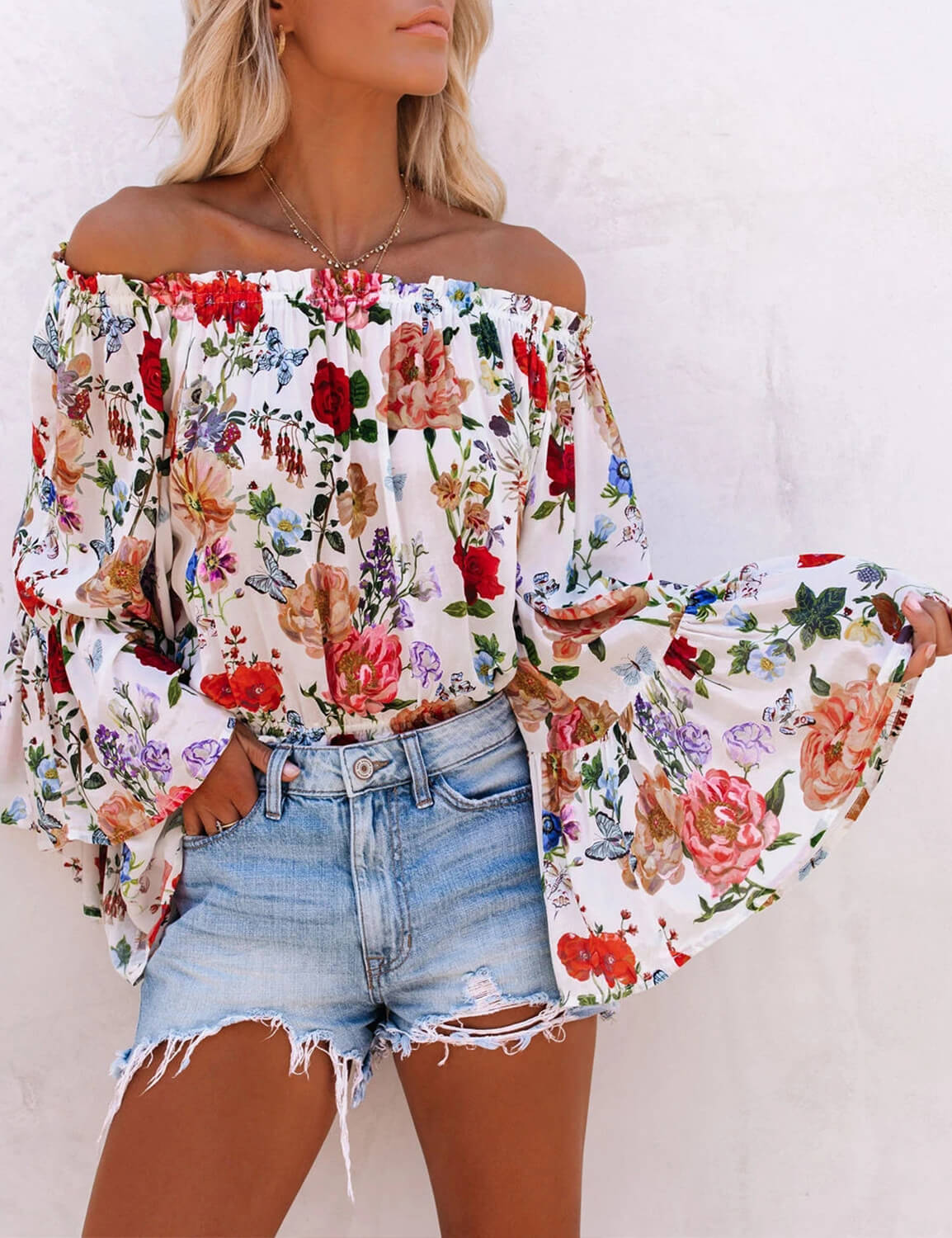 Blooming Jelly_Rose Garden Off Shoulder Floral Blouse_Floral Print_156288_21_Women Fashionable Outfits_Tops_Blouse