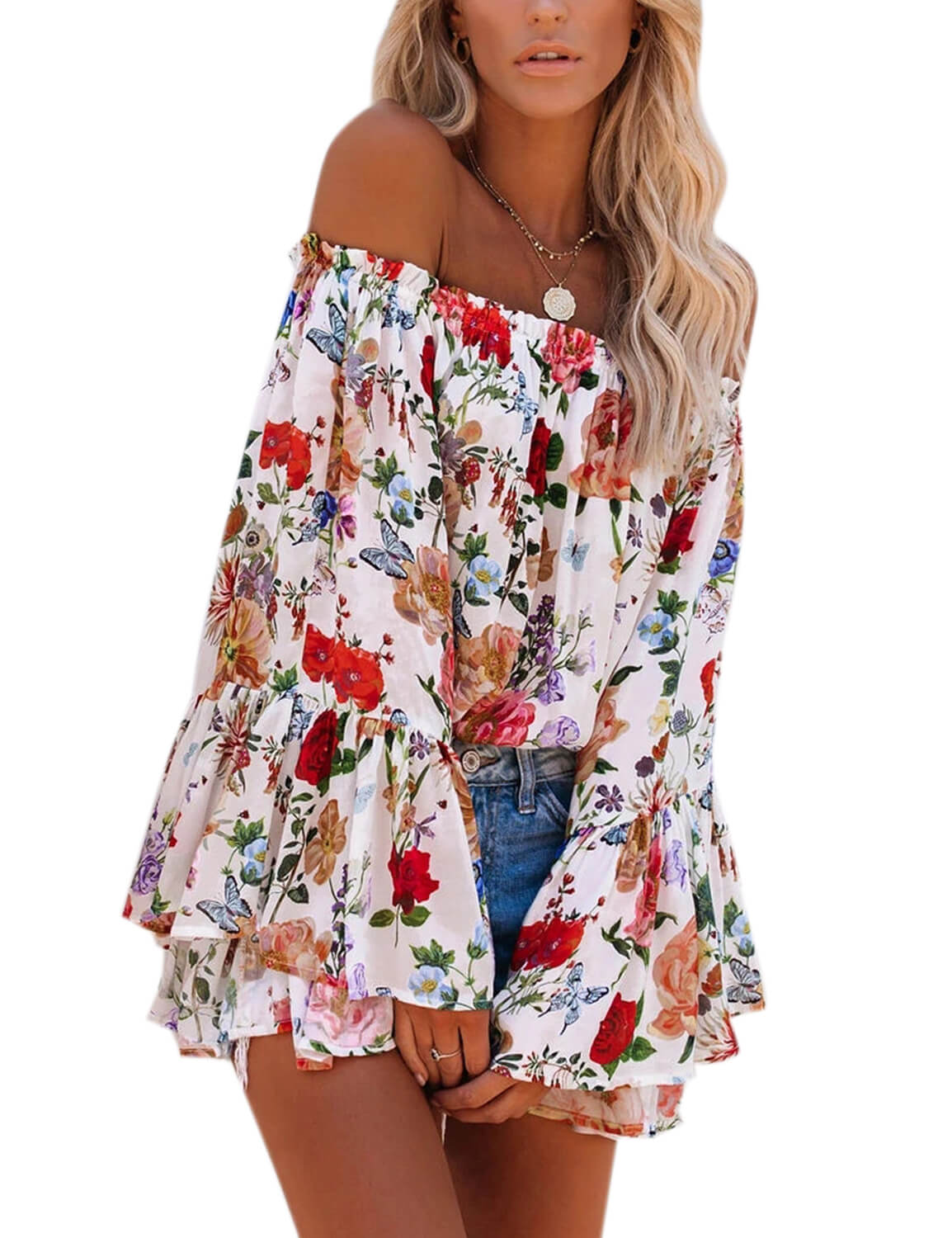 Rose Garden Off Shoulder Floral Blouse