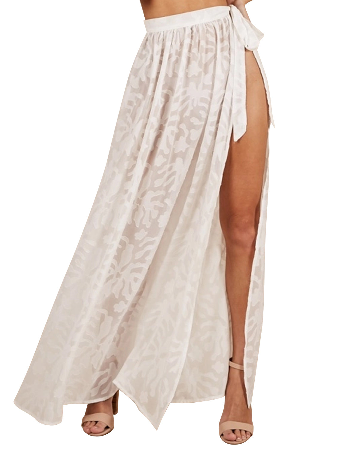 【Size XS】Gorgeous Beauty Silk Lace Long Wrap Skirt