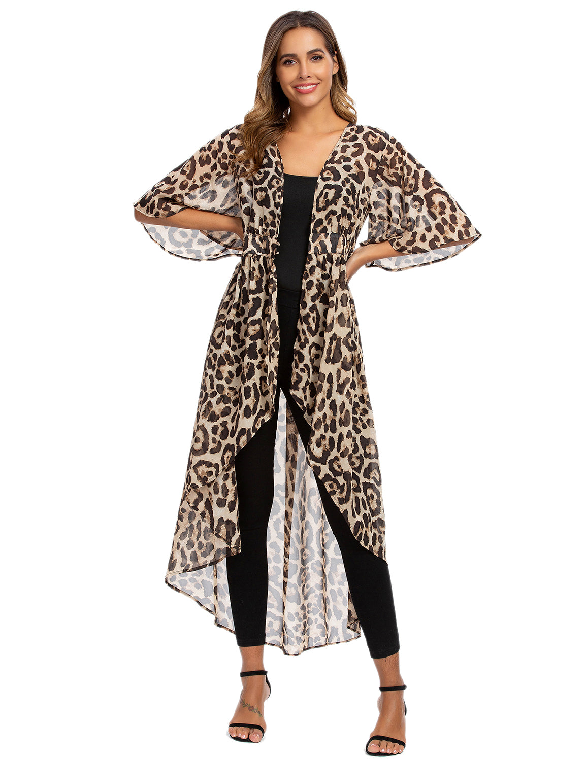 Urban Chic Leopard Long Chiffon Cover Up - Blooming Jelly