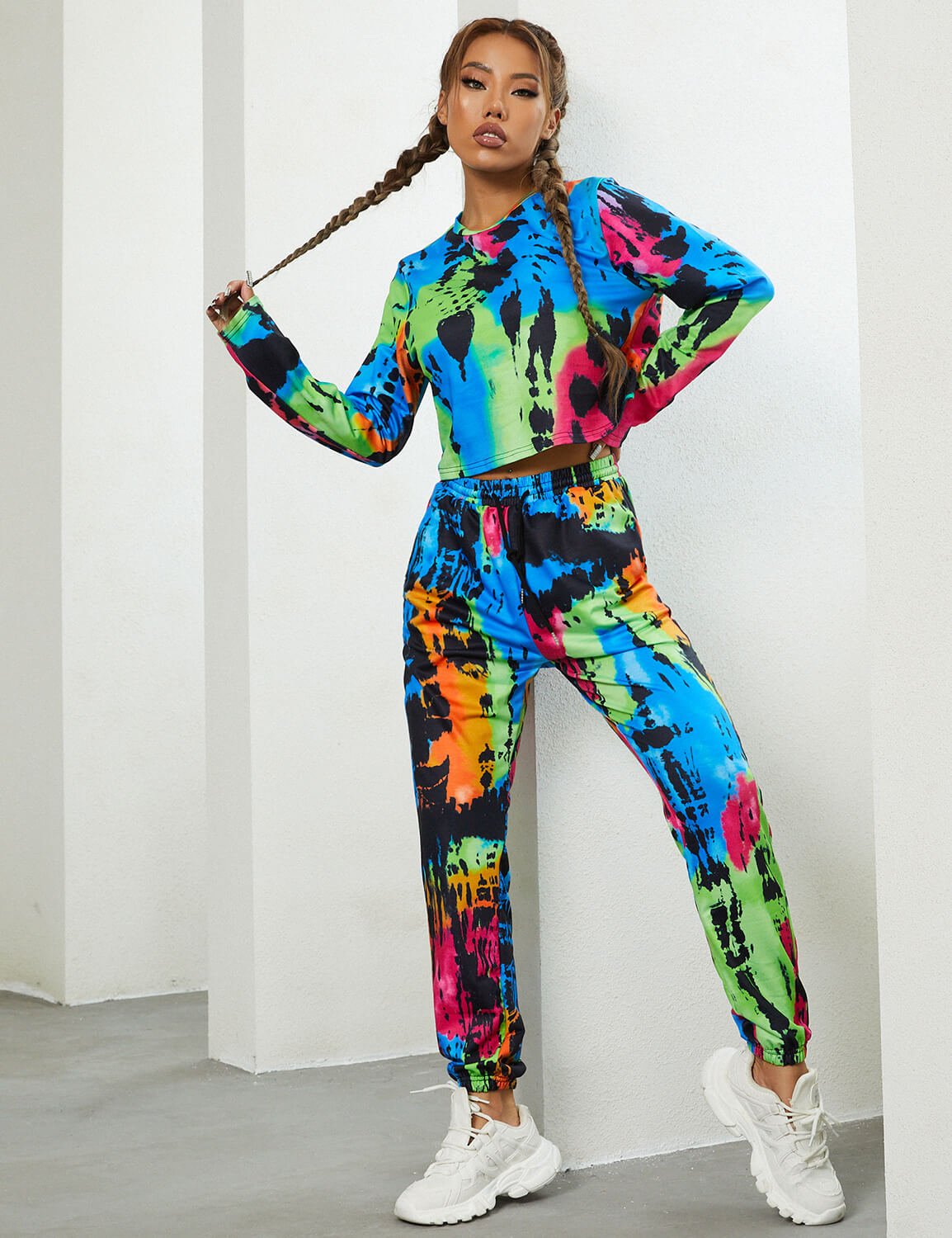 Blooming Jelly 2 Set Tie Dye Sweatshirt Joggers Set