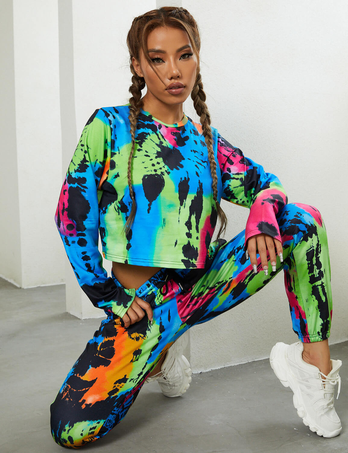 Cropped tie dye sweatsuit new arrivals