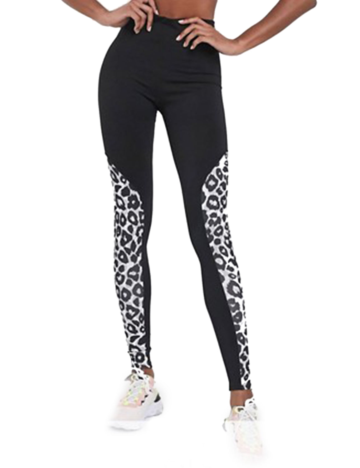 【Size L & XL】Active Leopard Side High Waisted Leggings