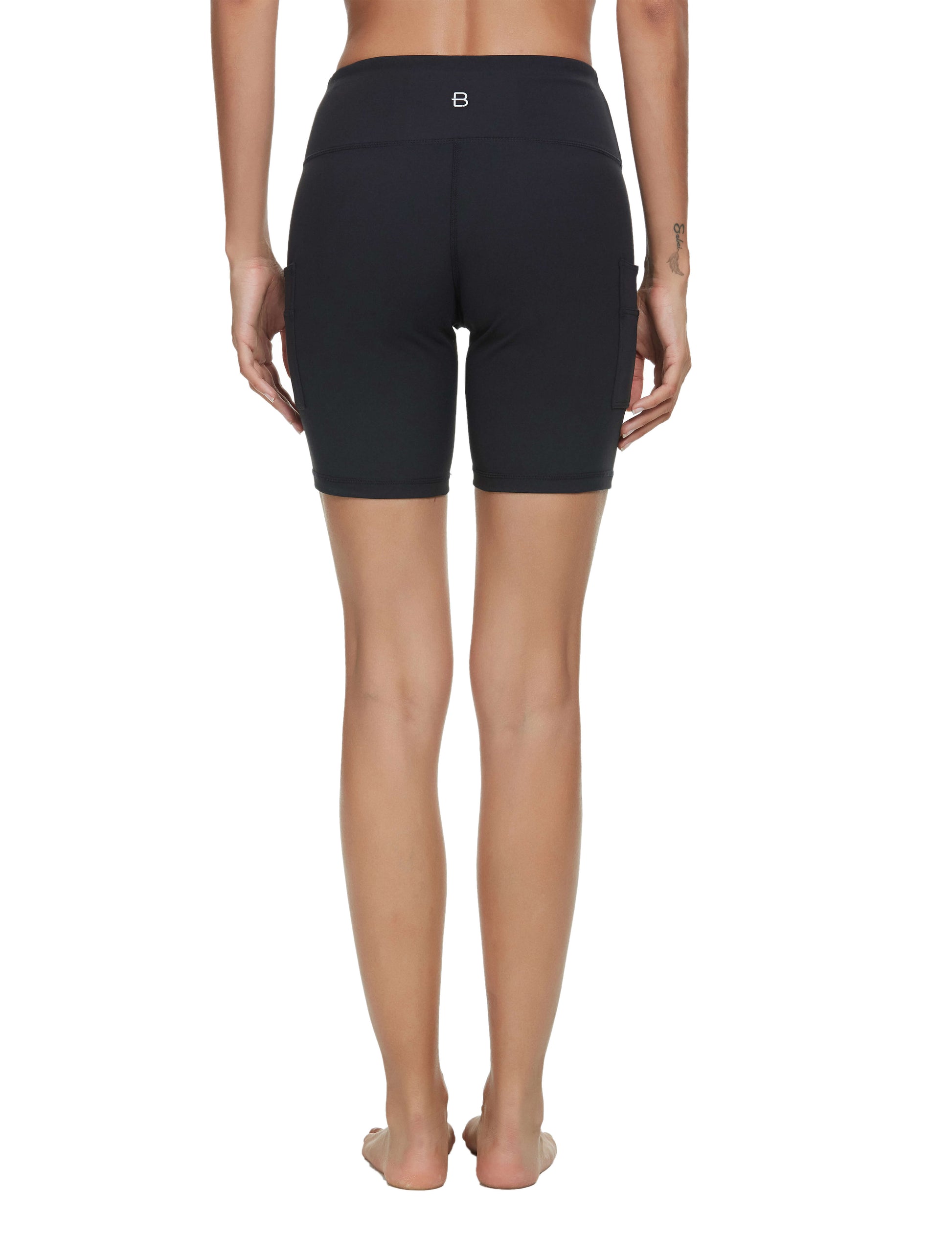 Blooming Jelly_7 Inches High Waisted Casual Biker Shorts_Black_257104_02_Women Sportswear High Rise Gym Clothes_Bottoms_Shorts
