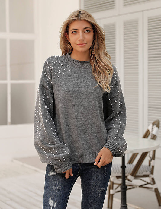 Blooming Jelly_Cozy Pearl Beaded Chunky Knit Sweater_Gray_292058_07_Oversized Women Chic Outfits_Tops_Sweater