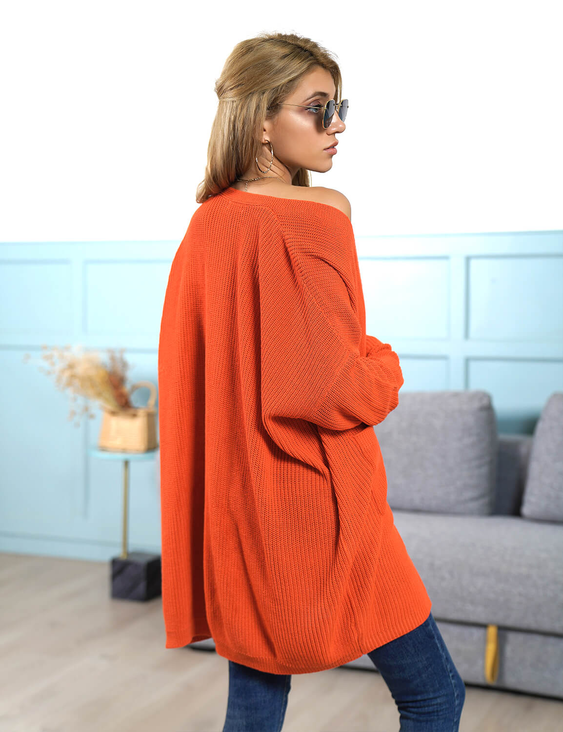Oversize Orange Woman Sweater  Loose Orange Sweater Women