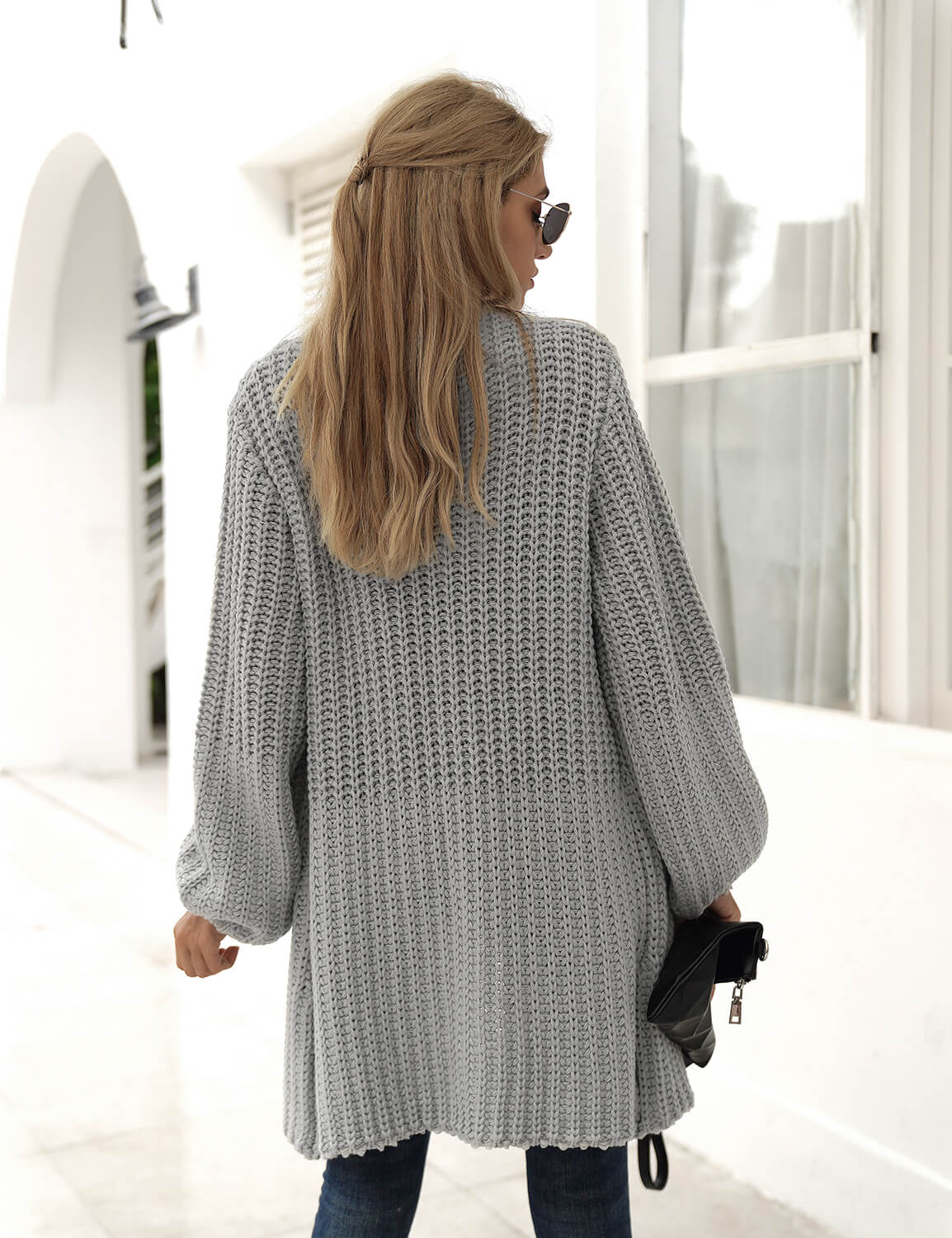 Loose Open Front Knitted Cardigan
