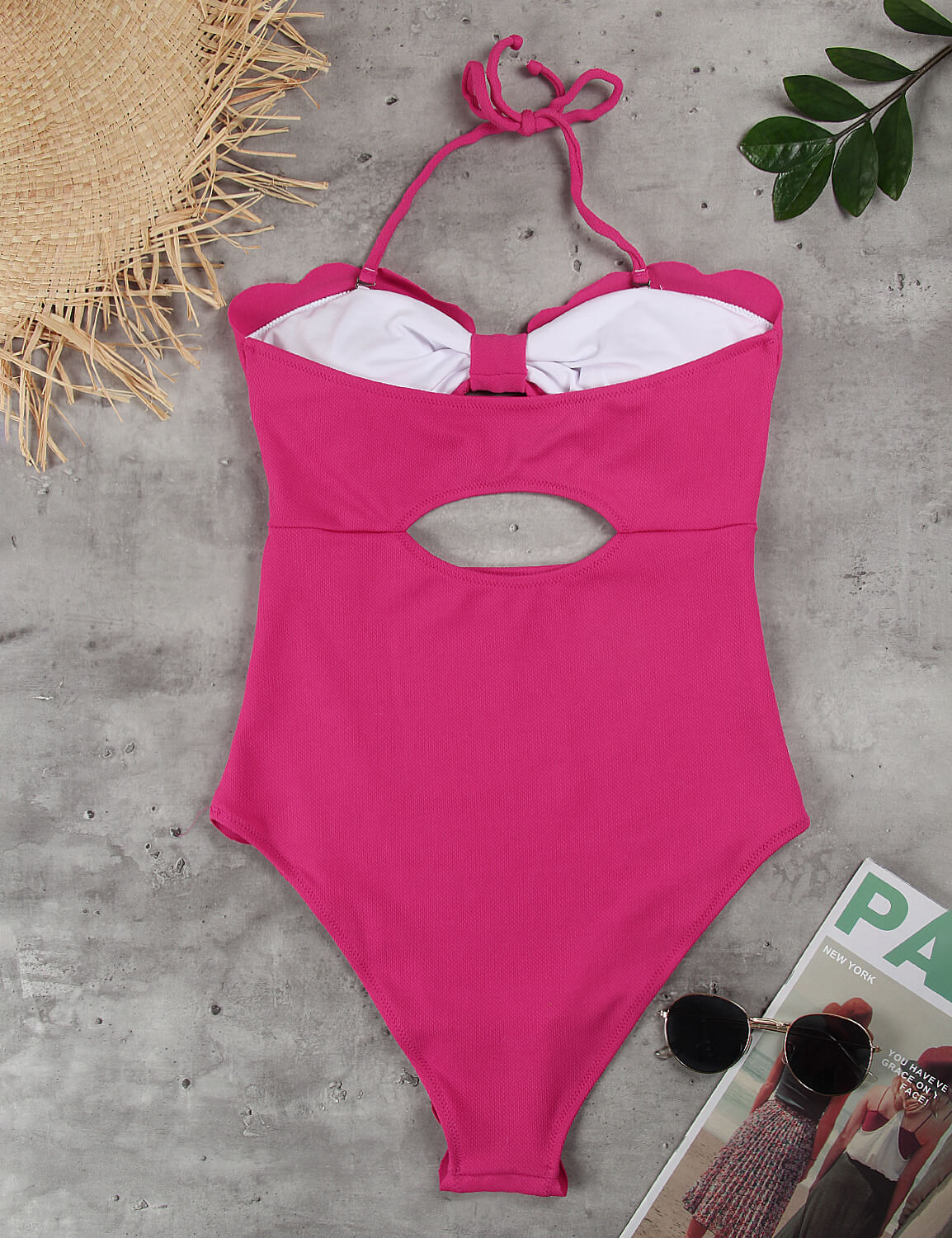 Scalloped Cutout Monokini Swimwear