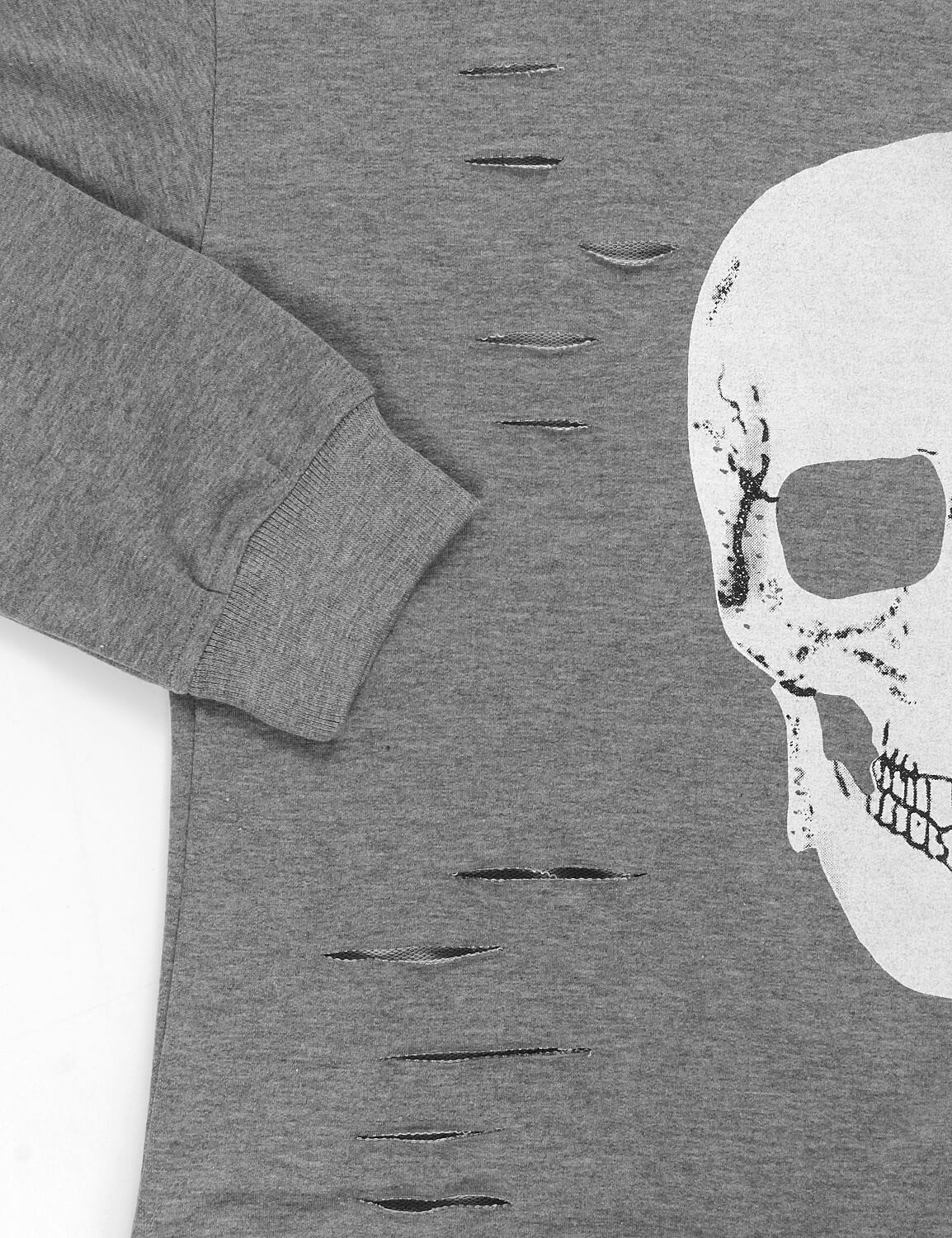 Blooming Jelly_Skull Print Distressed Sweatshirt_Gray_302048_07_Street Style Women Fashion Outfits_Tops_Sweatshirt