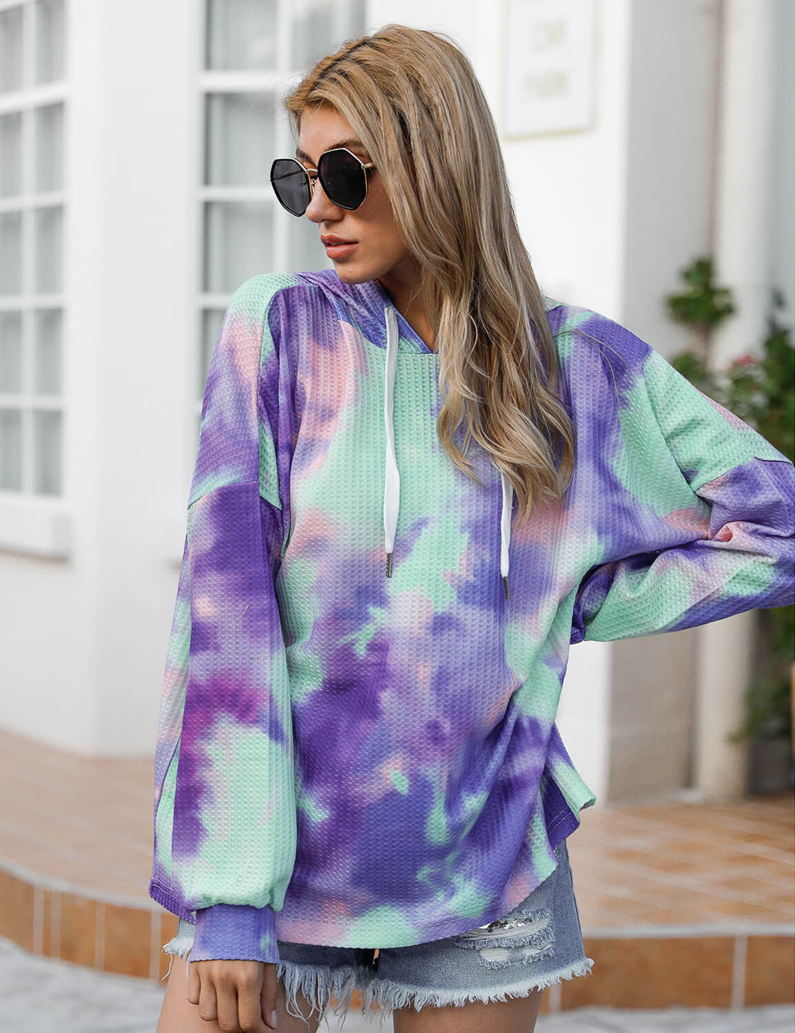 Blooming Jelly Tops Women s Casual Tie Dye Loose Sweatshirt