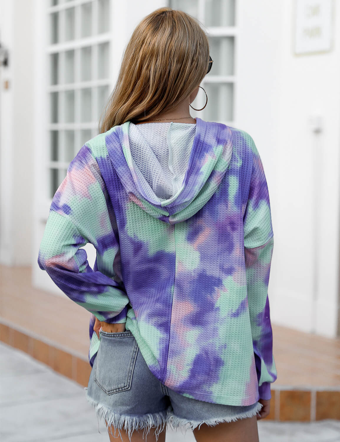 Purple blue cheap tie dye hoodie