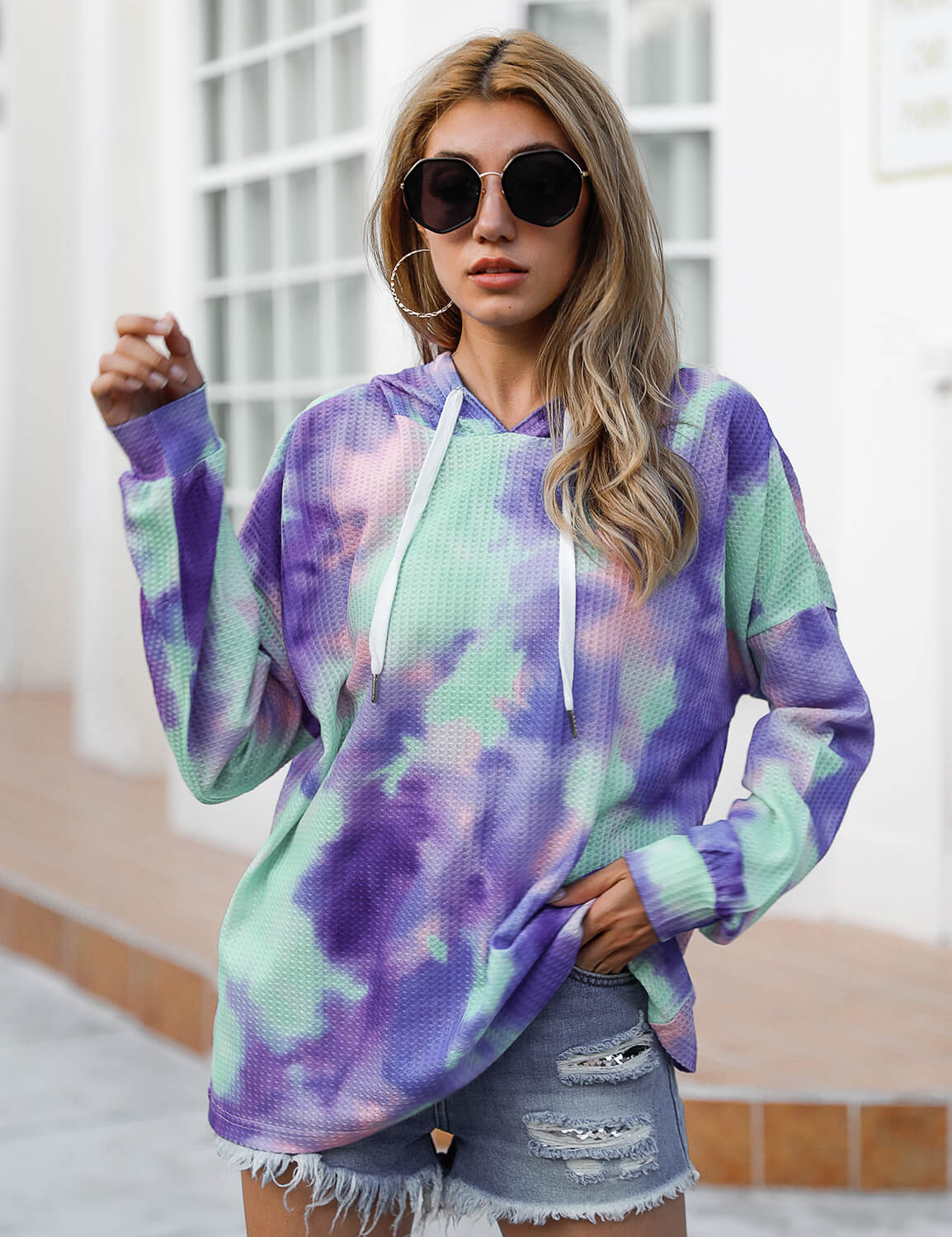 Blooming Jelly Tops Women s Casual Tie Dye Loose Sweatshirt