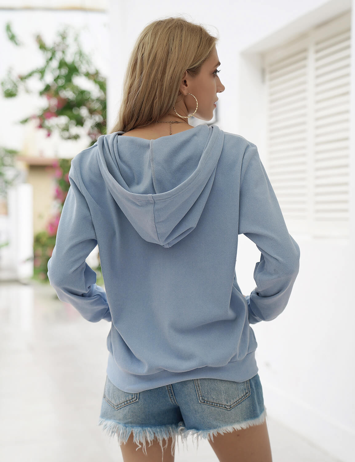 Blooming Jelly_Chill Out Full-Zipper Hoodie Jacket_Blue_303147_03_Sporty Casual Women Daily Wear_Tops_Hoodie