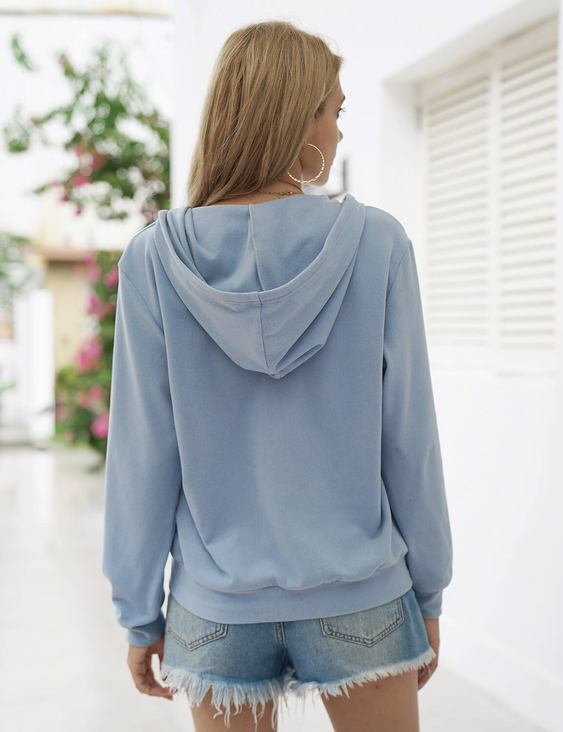 Blooming Jelly_Chill Out Full-Zipper Hoodie Jacket_Blue_303147_03_Sporty Casual Women Daily Wear_Tops_Hoodie