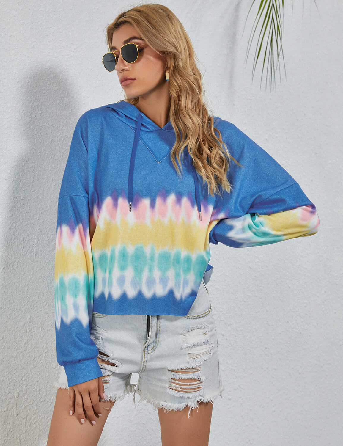 Blue and yellow tie dye online hoodie