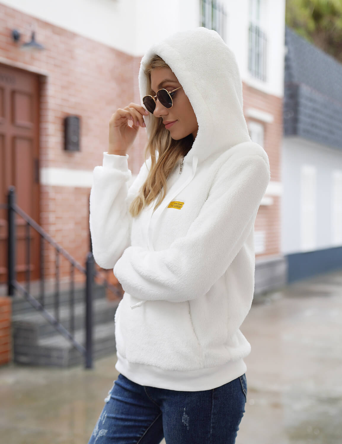 Sherpa discount white hoodie